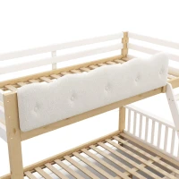 Playful Wooden Bunk Bed Frame with Storage Drawers, Solid Pine Twin Over Full Sleeper Bed for Kids Room, 195L x 140W x 154H cm, Natural+White(m-10)