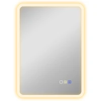 HOMCOM 50 x 70 cm Backlit Illuminated Bathroom Mirror with LED Lights and Bluetooth - Silver Tone(m-1)