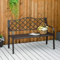 Outsunny Banc 3 Places de Jardin terrasse Style Rural Chic 128L x 60l x 89H cm métal époxy anticorrosion Fonte Brun(m-10)