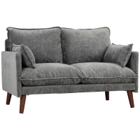 HOMCOM 2 Seater Sofa, Loveseat Sofa with Spring Cushions, Wide and Deep Seat, Wood Legs, Grey