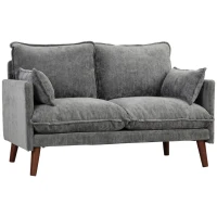 HOMCOM 2 Seater Sofa, Loveseat Sofa with Spring Cushions, Wide and Deep Seat, Wood Legs, Grey(m-1)