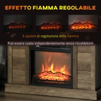 HOMCOM Camino Elettrico 1800W con Effetto Fiamma e Telecomando, in Legno, Metallo e Vetro, 96.5x22x81.7 cm, color Legno(m-4)