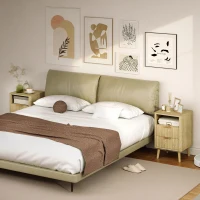 HOMCOM Lot de 2 tables de chevet, tables de nuit avec 2 tiroirs et compartiment ouvert, coins arrondis, 40 x 40 x 61 cm, chêne(m-8)