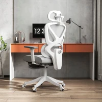 HOMCOM Cadeira de Escritório de Malha Reclinável com Apoio para a Cabeça Ajustável e Altura Regulável  71x70x109-119 cm Cinza(m-10)
