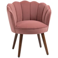 HOMCOM Fauteuil Coquillage Fauteuil de Salon Chambre avec Dossier et Coussin Aspect Velours Pieds en Bois hévéa 66L x(m-12)