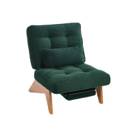 Cozy Reclining Accent Chair with Foldable Ottoman and Lumbar Pillow, Soft Adjustable Lounger for Living Room, 127L x 73W x 90H cm, Emerald(m-2)