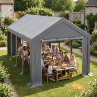 Outsunny 4 x 8 m Marquee Gazebo with Sides, 420g/m² PVC Cover, Heavy Duty Party Tent Canopy & Carport Shelter for Outdoor Event, Wedding, Dark Grey(m-8)