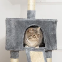 PawHut Corner Cat Tree for Indoor Cats, Kitten Tower with Scratching Post House Ladder Toy - Grey(m-8)