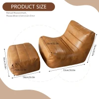 Cozy Lounge Sofa with High-Density Rebound Sponge, Stylish Lazy Sofa with Wear-Resistant PU Leather, 80L x 93W x 75H cm, Brown(m-3)