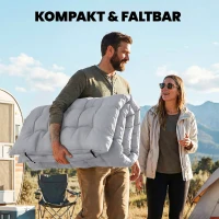 Outsunny Camping Isomatte faltbare 8cm Dick Campingmatratze mit rutschfester Hülle Gurten für Camping 200 x 80 cm Hellgrau(m-6)