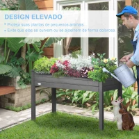 Outsunny Horta Elevada de Madeira 122,5x56,5x76 cm Mesa de Cultivo com Tecido não Tecido e 4 Orifícios de Drenagem para Cultivo de Plantas e Flores Madeira(m-5)