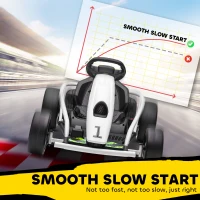 HOMCOM 24 V Go-Kart electric pentru copii până la 13 km/h Gokart cu funcție drift, Drift-Kart cu 2 motoare pentru 8–12 ani Alb(m-7)