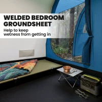 Outsunny 4 Man Camping Tent with 2 Room, Floor and Carry Bag - Blue(m-7)