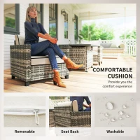 Outsunny 5-Piece Rattan Patio Furniture Set with Gas Fire Pit Table, Loveseat Sofa, Armchairs, Cushions, Pillows, Grey(m-7)
