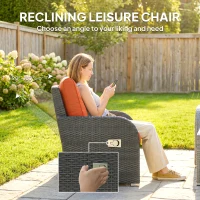 Outsunny Six-piece Outdoor Rattan Dining Set, Outdoor Sofa Set with Reclining Armchairs and Mental Frame, Orange(m-4)