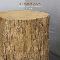 HOMCOM Tree Stump End Table, Round Concrete Side Table for Indoor and Outdoor Use, Natural Wood Effect(m-5)