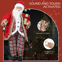 HOMCOM 120cm Animated Santa Claus Figure, with Sound - Red(m-4)