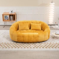 Cozy Oversized Bean Bag Sofa with 2 Matching Pillows, Soft 2-Seat Sectional Couch for Living Room and Bedroom, 145L x 95W x 63H cm, Yellow(m-1)