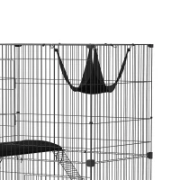 PawHut 3-Tier Large Cat Cage Indoor, Detachable Metal Wire Kennel with Hammock, Platforms, Tray and Cushions for 1-2 Kittens(m-18)