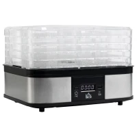 HOMCOM 5 Tier Food Dehydrator, 245W Stainless Steel Food Dryer Machine with Adjustable Temperature, Timer and LCD Display for Drying Fruit, Meat, Vegetable, Jerky and Pet Treat, Black(m-1)