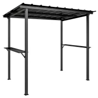 Outsunny Grillpavillon 2,71 x 1,82 m Gartenpavillon mit Pultdach, Seitenregalen UV-Schutz 50+ Schwarz(m-1)