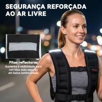 SPORTNOW Colete de Peso 8 kg Colete de Treino com 2 Tiras Ajustáveis e Bandas Reflectoras para Treino de Força Corrida 43x33 cm Preto(m-6)