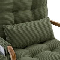 Cozy Rocking Chair with Adjustable Footrest and Side Pocket, Soft Corduroy Glider Armchair for Nursery, 92L x 80W x 70H cm, Green(m-11)