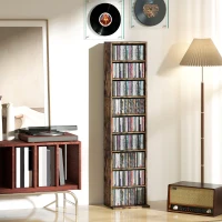HOMCOM 260 Narrow CD Storage Unit - Rustic Brown(m-10)