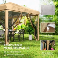 Outsunny 3 x 6m Pop Up Gazebo, Outdoor Canopy Shelter, Marquee Party Wedding Tent with 6 Mesh Walls and Carry Bag, Beige(m-6)