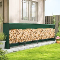 Outsunny Portalegna da 1m³ Regolabile con Telo Impermeabile in PE, in Metallo, 360x36x99cm, Nero e Verde Scuro(m-10)