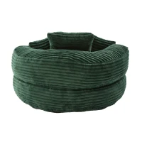 Plush Oversized Bean Bag Chair with High Back & 3 Pillows, Cozy Corduroy Floor Lounger Sofa for Living Room, 108L x 108W x 52H cm, Emerald(m-15)