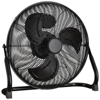 HOMCOM Metal Floor Fan with Tilting, High Velocity, 3 Speed, Portable Gym Fan for Home Office, Black(m-1)