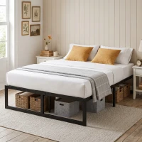 HOMCOM 4ft Small Double Bed Frame with Underbed Storage and Steel Slat Support, 32.5 cm Height, Noise-Free, Black(m-2)