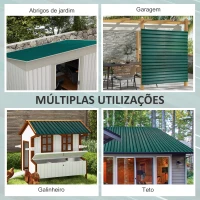 Outsunny Conjunto de 12 Painéis para Teto de Aço Galvanizado Chapas Perfiladas de Teto 7m² para Abrigo de Ferramentas 129x45cm Verde(m-4)