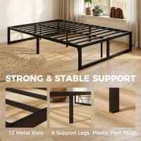 HOMCOM 4ft Small Double Bed Frame with Underbed Storage and Steel Slat Support, 32.5 cm Height, Noise-Free, Black(m-4)