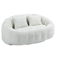 Cozy Oversized Bean Bag Sofa with 2 Matching Pillows, Soft 2-Seat Sectional Couch for Living Room and Bedroom, 145L x 95W x 63H cm, Beige(m-2)