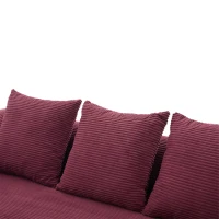 Cozy Compressible Folding Sofa with Detachable Metal Frame, Soft Modular Sectional Couch for Small Apartment, 110L x 33W x 33H cm, Wine Red(m-11)