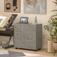 Vinsetto Armoire de Bureau à 2 Niveaux, Meuble de Rangement Bureau avec 2 Portes, Serrures et Clés, 80x40x80cm, Gris(m-7)
