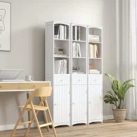 HOMCOM Badezimmerschrank Hochschrank Badschrank Badregal Bad Schrank Badmöbel, MDF, Weiß, 34x24x170cm(m-7)
