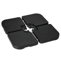 Outsunny Base para Chapéu de Sol de 4 Peças Suporte para Chapéu de Sol de HDPE Recarregável com Água 59 kg ou Areia 80 kg Preto(m-1)