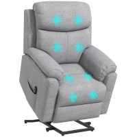HOMCOM Elektrischer Aufstehsessel, Sessel mit Aufstehhilfe, Relaxsessel mit Schlaffunktion, Leinenoptik, 83 x 89 x 102 cm, Grau(m-12)