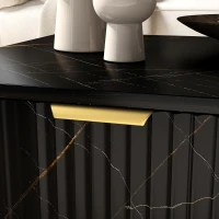 HOMCOM Elegant Marble Effect Storage Coffee Table - Black(m-7)