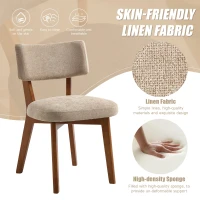 Stylish Mid-Century Dining Chairs with High-Density Foam, Comfortable Upholstered Side Chairs for Dining Room, 47L x 54.5W x 77H cm, Khaki(m-4)