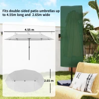 Outsunny Garden Parasol Cover, Outdoor Patio Umbrella Protector Weatherproof Garden Patio for 2-4.6m Parasol, Dark Green(m-4)