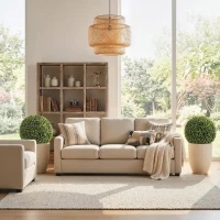 HOMCOM 52 cm künstliche Eukalyptuskugeln im 2er-Set, UV-beständige Dekopflanzen mit 1086 Blättern für Innen- und Außen(m-9)