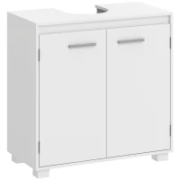 HOMCOM Móvel de Casa de Banho Moderno e Independente para Lavatório com Recorte em U e Prateleira Ajustável, Branco(m-1)