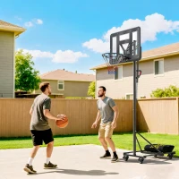 SPORTNOW tabela de Basquetebol para Exterior com Altura Ajustável 235-305 cm Saco de Peso e Rodas Preto(m-10)