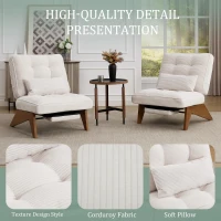 Cozy Reclining Accent Chair with Foldable Ottoman and Lumbar Pillow, Soft Adjustable Lounger for Living Room, 127L x 73W x 90H cm, Beige(m-7)