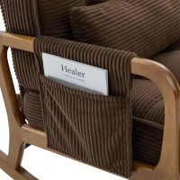 Cozy Rocking Chair with Adjustable Footrest and Side Pocket, Soft Corduroy Glider Armchair for Nursery, 92L x 80W x 70H cm, Coffee(m-12)