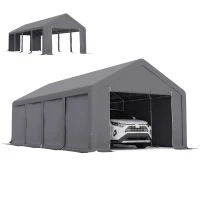 Outsunny 4 x 8 m Marquee Gazebo with Sides, 420g/m² PVC Cover, Heavy Duty Party Tent Canopy & Carport Shelter for Outdoor Event, Wedding, Dark Grey(m-1)